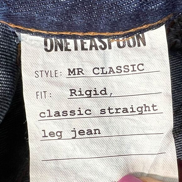 One Teaspoon Jeans Men 33R Blue Moon Mr Classics Rigid Denim Straight Button Fly - Picture 12 of 12
